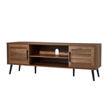 Jomeed Retro Mid Century Modern Wooden TV Entertainment Center Console for TVs with Storage Shelves for Living Rooms and Bedrooms