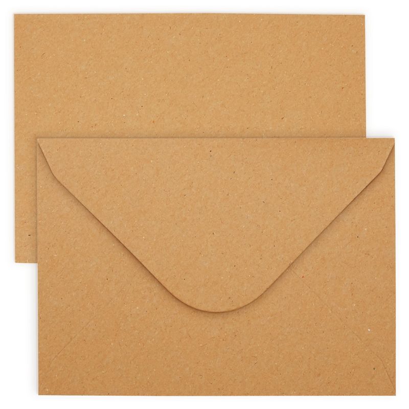 Juvale Kraft Paper Invitation Envelopes 4x6 for Special Occasions like Weddings A6 V-Flap Brown Envelopes (50 Pack), 1 of 9