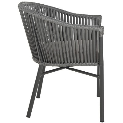 Gray Rope Arm Chairs with Cushions, Set of 2