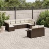 vidaXL 9 Piece Patio Sofa Set with Cushions - Brown and Cream With Table - 2 of 4