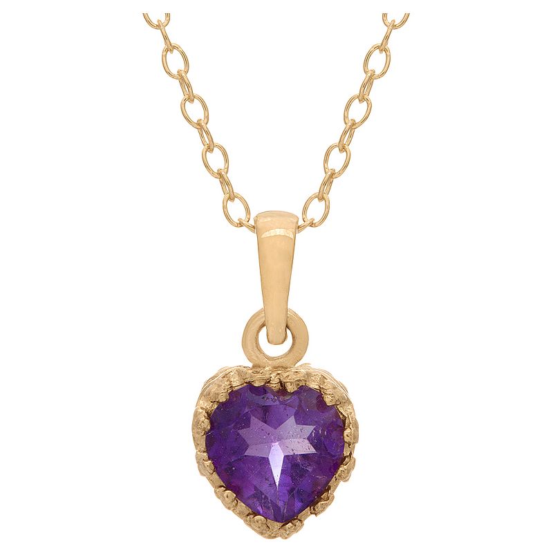 Tiara Gold Over Silver Heart-cut Birthstone Crown Pendant, 1 of 2
