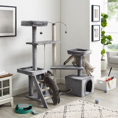 Longshot 53" Gray Multi-Tiered Cat Tree with Toys