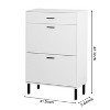 ZHUTA Shoe Cabinet, with 2 Flip Drawers and 1 Drawer Storage Organizer,Open Shelves, for Closet Hallway Entryway - 3 of 4