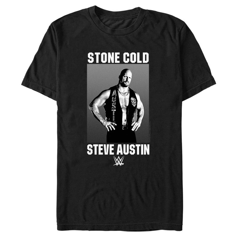 Men's WWE Stone Cold Steve Austin Black and White Photo T-Shirt, 1 of 6