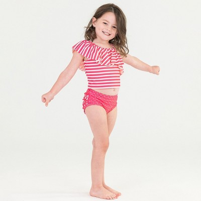 RuffleButts Girls Ruffle Tankini - Pink, Size: 7 — фото 3