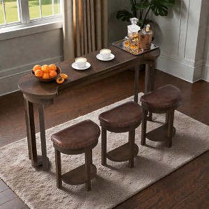 Mshliw 4 Piece Bar Table Set with 3 Upholstered Bar Stools Solid Wood Counter Height Dining Table Set for Living Room and Dining Room - 1 of 4