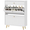 HOMCOM Narrow Shoe Storage Cabinet for Entryway with Wave-like Panels and Adjustable Shelves for 12 Pairs of Shoes - 4 of 4
