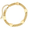 Steeltime Ladies stainless steel curban link bracelet with hearts charms. Color Options: Silver, Gold, Rose Gold - 2 of 4