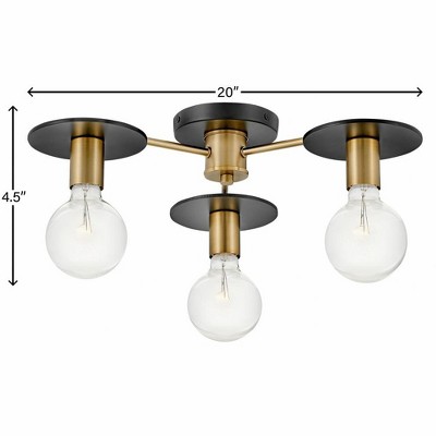 Bobbie Lacquered Brass & Black Globe 3-Light LED Chandelier