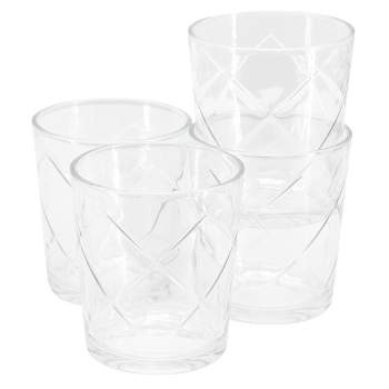 Gibson Home Great Foundations 4 Piece 16 Oz Square Embossed Glass Tumbler  Set : Target
