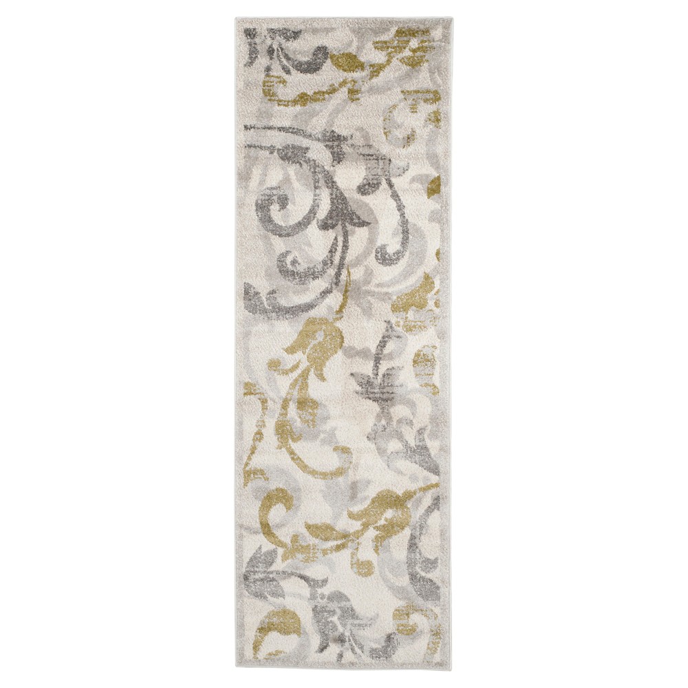 2'3inx7' Runner Archer Indoor/Outdoor Rug - Ivory/Light Gray - Safavieh