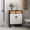 HDZNVF 5 Tier Shoe Storage Cabinet, Wooden Shoe Cabinet with Doors Modern Shoe Organizer with Open Shelves, Black - 4 of 4