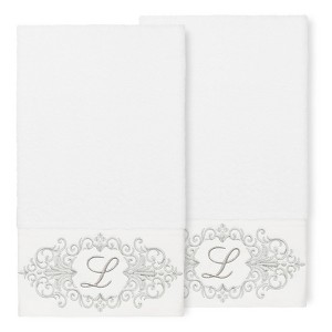 Linum Home Textiles 100% Turkish Cotton MONICA 2PC Embellished Bath Towel Set - 1 of 1