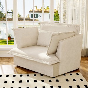 FUFU&GAGA 47.2”W Comfy Lounge Accent Chair Upholstered White Single Sofa Chair Sette - 1 of 4