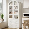 71" Armed Bookcase Cabinet - Wood Storage w/ Doors & Drawers, Farmhouse Display Case for Office & Living Room - 3 of 4