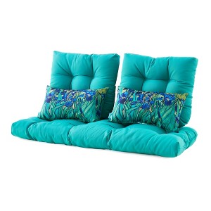 ARTPLAN All Weather Chair Outdoor Cushions Settee Loveseat Bench Cushions Set of 5 Wicker Tufted Pillow for Patio Outdoor Furniture - 1 of 4