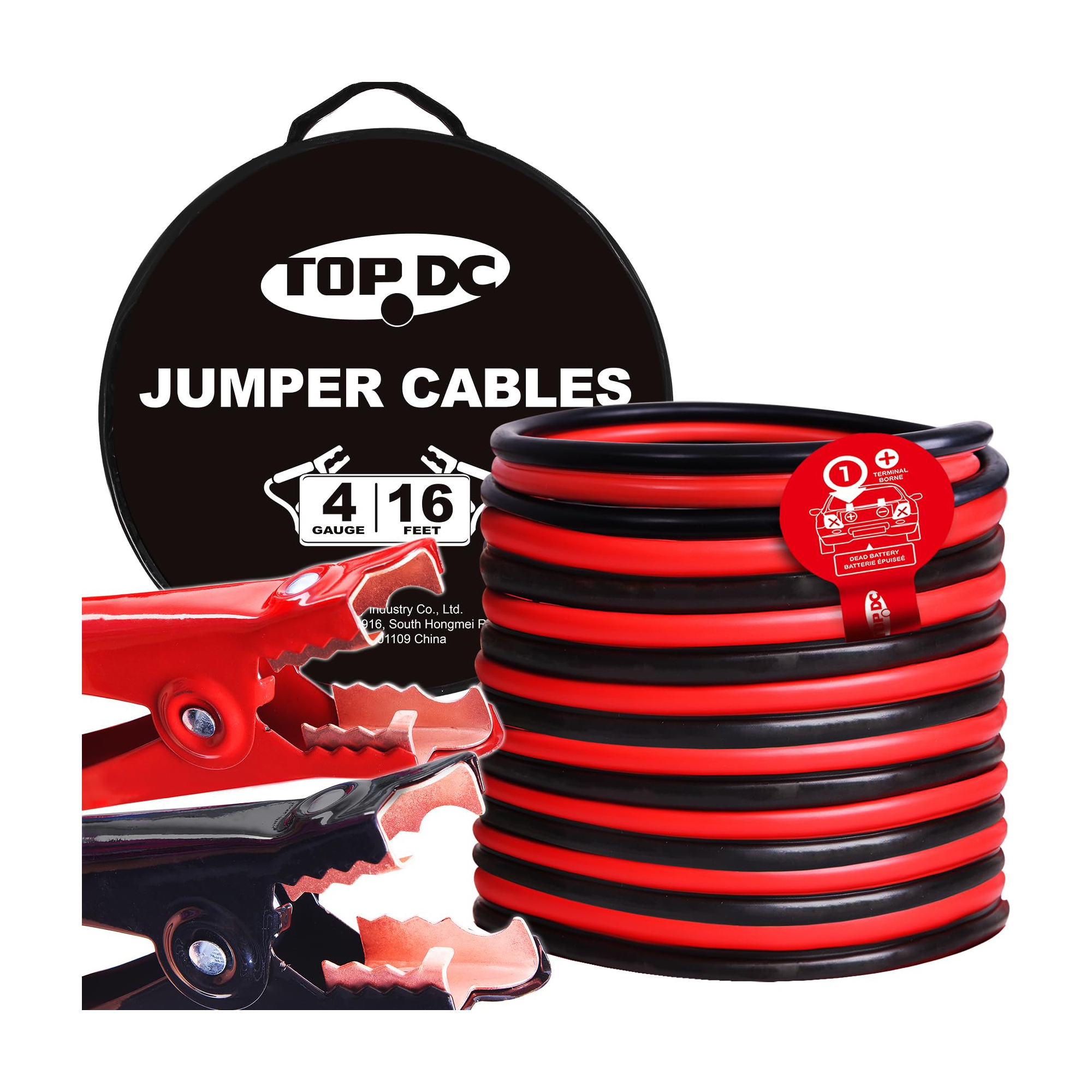4 Gauge 16 Feet Jumper Cables for Car, SUV and Trucks Battery, Automotive Booster Cables for Jump Starting Dead or Weak Batteries with Carry Bag