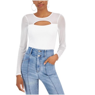 Crave Fame Womens Cutout Illusion Bodysuit Jumpsuit