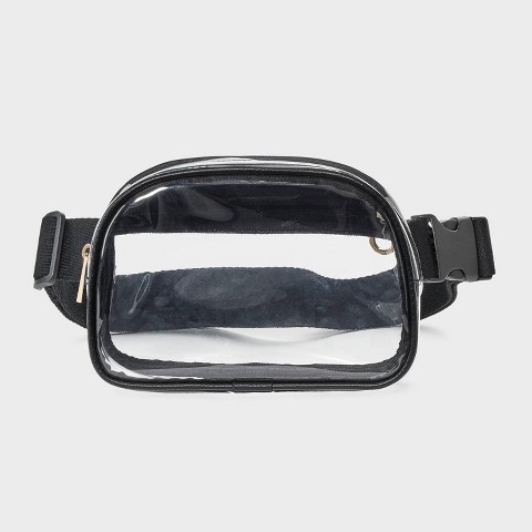 Universal Thread Essential Belt Crossbody Bag - Universal Thread™ Clear/Black: TPU Shell, Adjustable Strap, Crossbody Style, Solid Pattern