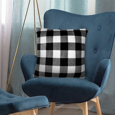 Black and White Checkered Velvet Euro Pillow Covers Set