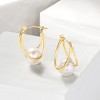 Ross-Simons 8-9mm Cultured Pearl Double-Hoop Earrings in 14kt Yellow Gold - 3 of 4