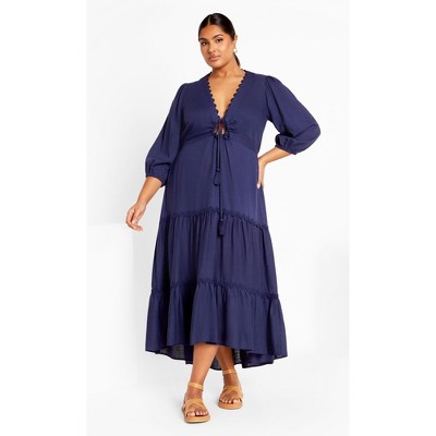 Women's Plus Size Cabana Dress - navy | CITY CHIC