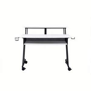 HomeRoots 47" White and Black Computer Desk - 1 of 4