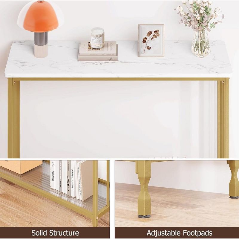 Console Table, Sofa Tables Narrow Entryway Table with Glass Shelf and Metal Frame, 33.5¡± Behind Couch Table Industrial Hallway Table for Living Room, 5 of 9
