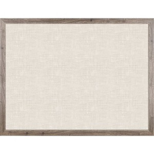 U Brands - Linen Bulletin Board - Rustic Wood Frame - Linen Surface - Tan - 47 in. x 35 in. - 1 Each - 1 of 3
