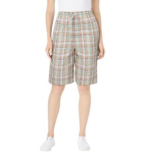 Woman Within Women's Plus Size Seersucker Short - 1 of 4
