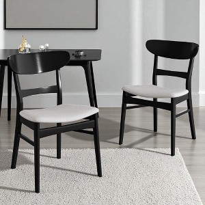 Set of 2 Mid-Century Modern Upholstered Dining Chairs with Rubberwood Legs, Cushioned Seat and Back, Accent Chairs for Kitchen or Dining Room - 1 of 4