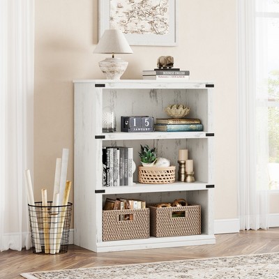3-Tier Wooden Bookcase, Farmhouse Storage Book Shelf with Display Shelves