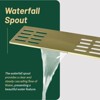 Cobbe Brushed Gold Wall-Mounted 2-Hole Bathroom Sink Faucet Single Handle with Waterfall Spout Vanity Fauce - 4 of 4