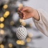 Whisen D3.9X4.3"H Christmas Ball Ornaments, Glass Decorative Hanging Ball Christmas Tree Ornaments, Set of 6 - 3 of 4