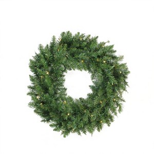Northlight 24" Prelit LED Lights Buffalo Fir Artificial Christmas Wreath - Warm White Lights - 1 of 2