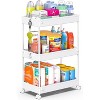 Hachikiko 3 Tier Rolling Storage Cart with Side Hoops, Mobile Organizer for Laundry Room, Bathroom, Kitchen, Office | Space - 2 of 4