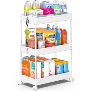 Acoinel Storage Rolling Cart, 3 Tier Laundry Room Organization Utility Cart Bathroom Organizer - 1 of 4