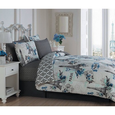 Geneva Home Fashion 8pc Queen Cherie Comforter Set Blue - Geneva Home Fashion: Microfiber Bedding, Machine Washable, Includes Sheets & Shams — фото 4