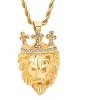 Steeltime Men's stainless steel simulated diamond king lion pendant. Color Options: Silver, Gold - 2 of 4
