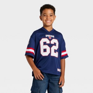 Boys' Marvel Spider-Man Mesh Football Jersey - Red/White/Navy Blue - 1 of 4