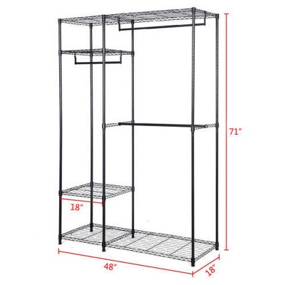 Costway 48''x18''x71'' Black Steel Portable Closet Organizer