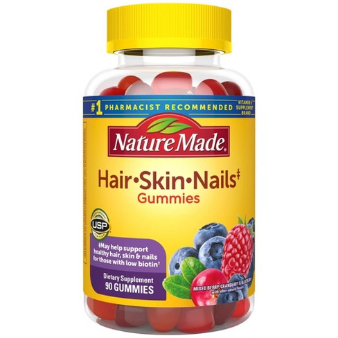 Nature Made Hair Skin Nails 2500 Mcg Gummies Mixed Berry 90ct Target