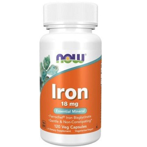 Iron (Bisglycinate) 18 mg by Now Foods  -  120 VegCap - 1 of 3