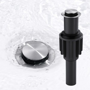 WOWOW Bathroom and Vessel Sink Pop-Up Drain Stopper Without Overflow in Matte Black - 1 of 4