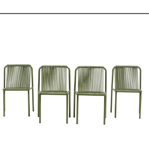 Christopher Knight Home Balfour Outdoor Modern Stackable Rattan and Iron Dining Chair (Set of 4) - 1 of 4