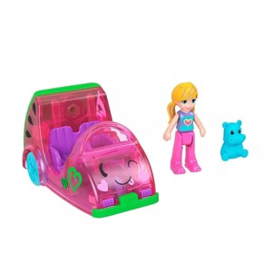 Polly Pocket Doll with Vehicle & Pet Playset Bundle – Various Fun Themes! - 1 of 3