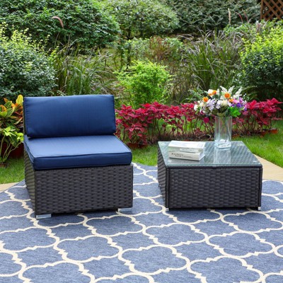 Outdoor Rattan Sectional Chair with Cushions - Captiva Designs