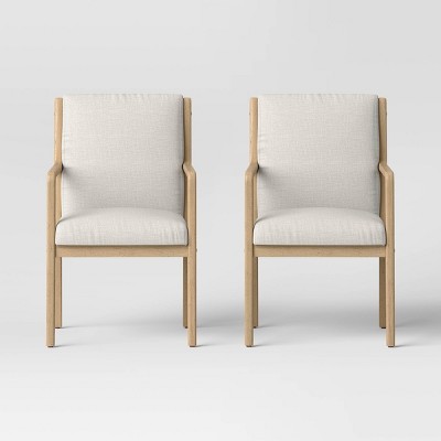 Esters Wood Arm Dining Chair Cream natural Wood Threshold Target