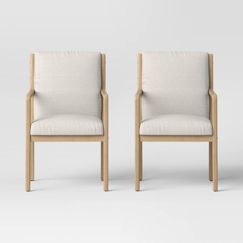 Esters Wood Arm Dining Chair Cream/Natural Wood - Threshold&#8482;, 1 of 10