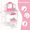 Infans Kids Vanity Table & Stool Set w/ Cute Polka Dot Print Tri-folding Mirror Drawer - 2 of 4